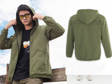 Cách phối đồ với áo khoác dù màu xanh rêu trẻ trung cho chàng