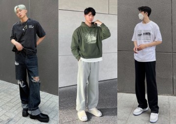 Outfit phối đồ mùa đông với quần ống rộng nam chuẩn style