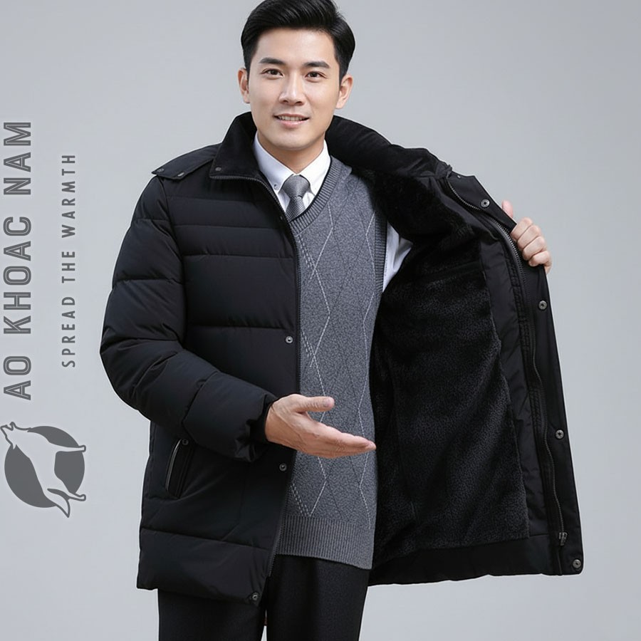 Áo khoác phao nam lót lông - Ảnh 0