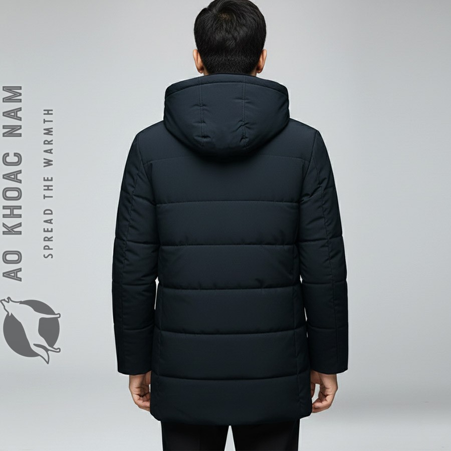 Áo phao xanh đen lót lông hàng hiệu - Ảnh 1