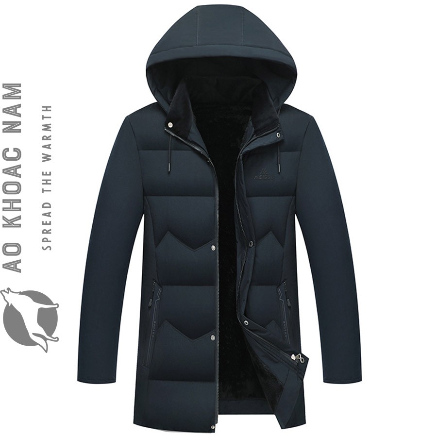 Áo phao xanh đen lót lông hàng hiệu - Ảnh 2