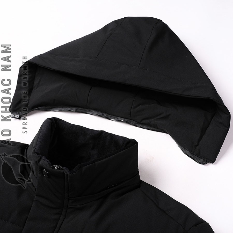 Áo phao xanh đen lót lông hàng hiệu - Ảnh 4