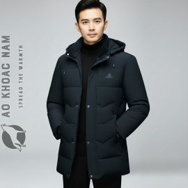 Áo phao xanh đen lót lông hàng hiệu